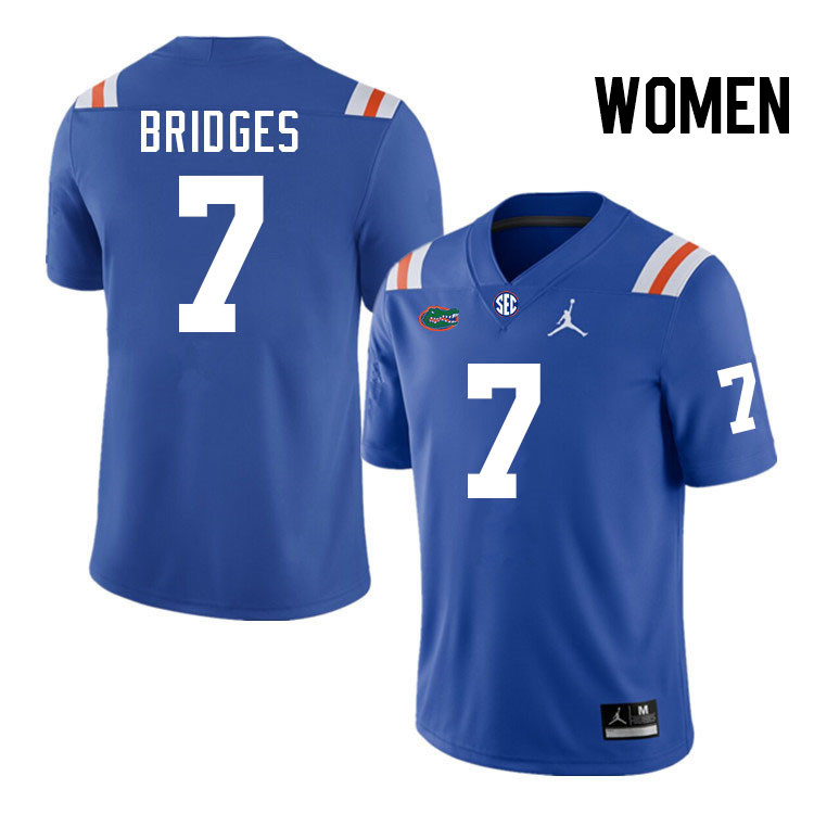 Women #7 Trikweze Bridges Florida Gators College Football Jerseys Stitched-Throwback